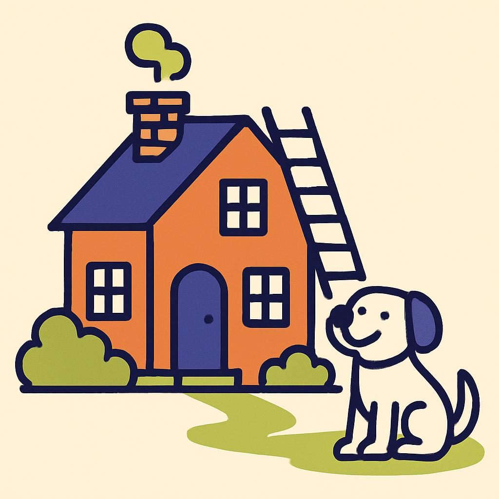Drawing of a house with a chimney